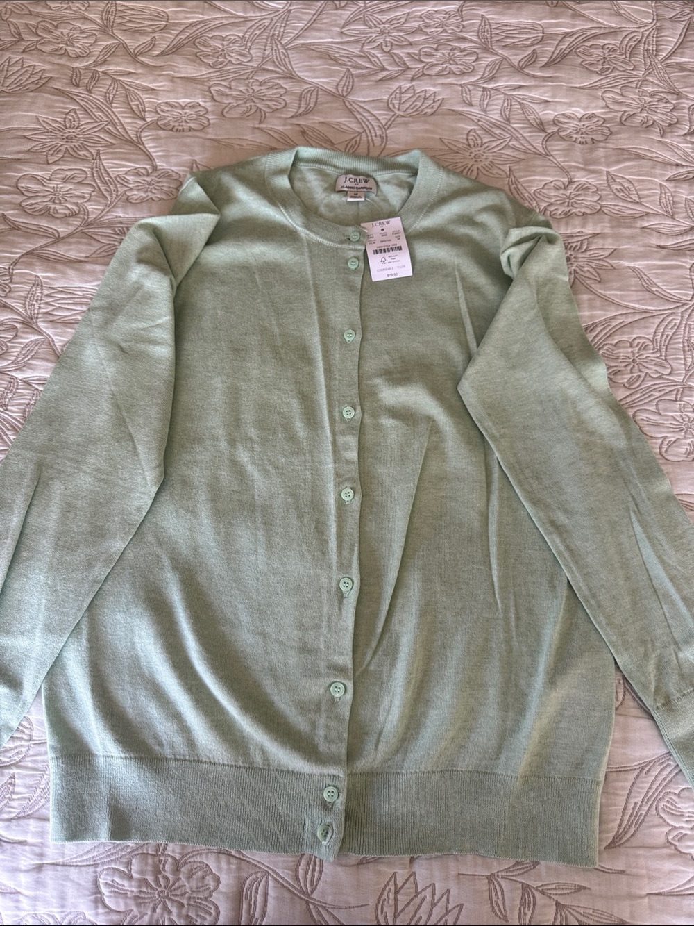 J. Crew Women’s Light Mint Crewneck Button Cardigan size M - NWT